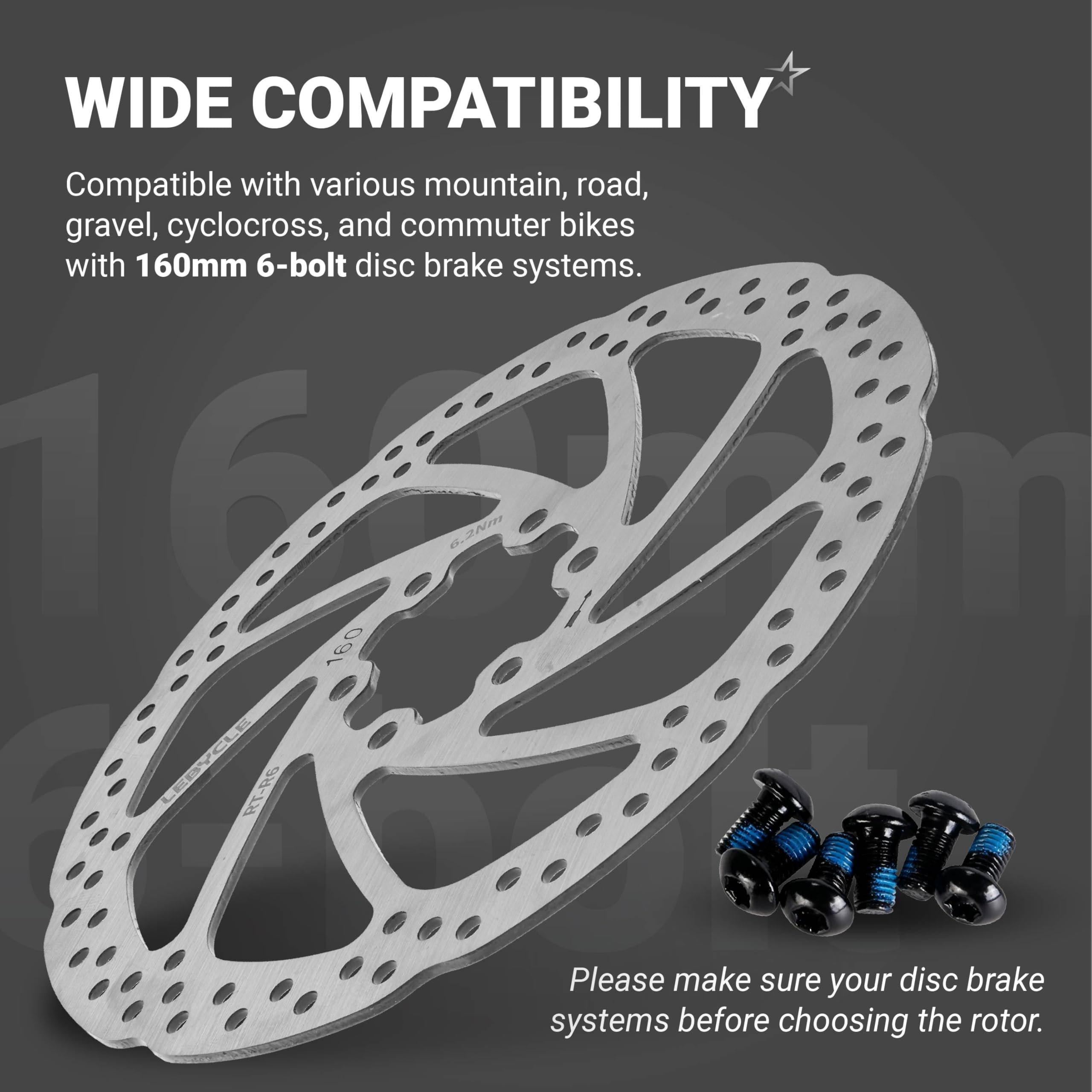 [Lifetime Warranty] 160mm Disc Brake Rotor Stainless Steel Bike Disc Brake Rotor with 6 Bolts - Fit for Road Bike Mountain Bike MTB BMX image 6