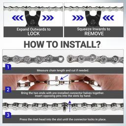 [Lifetime Warranty] 6/7/8 Speed Bike Chain 1/2 x 3/32 Inch (116 Links) with Pre-Install Connector - Anti-Rust Bicycle Chain - for MTB/Road/Gravel/Cyclocross Bikes - Compatible with Shimano SRAM Campagnolo thumbnail 7