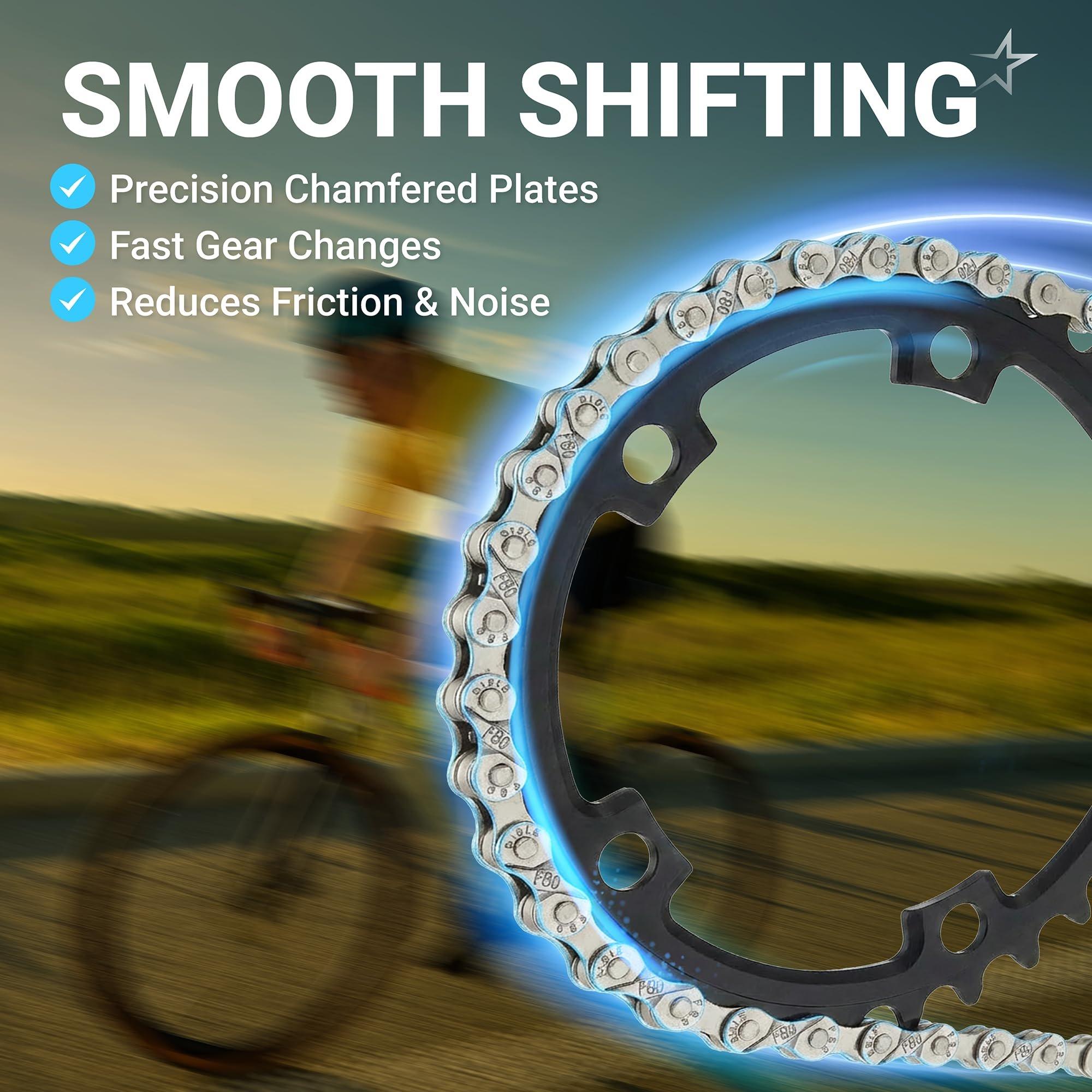 [Lifetime Warranty] 6/7/8 Speed Bike Chain 1/2 x 3/32 Inch (116 Links) with Pre-Install Connector - Anti-Rust Bicycle Chain - for MTB/Road/Gravel/Cyclocross Bikes - Compatible with Shimano SRAM Campagnolo image 4
