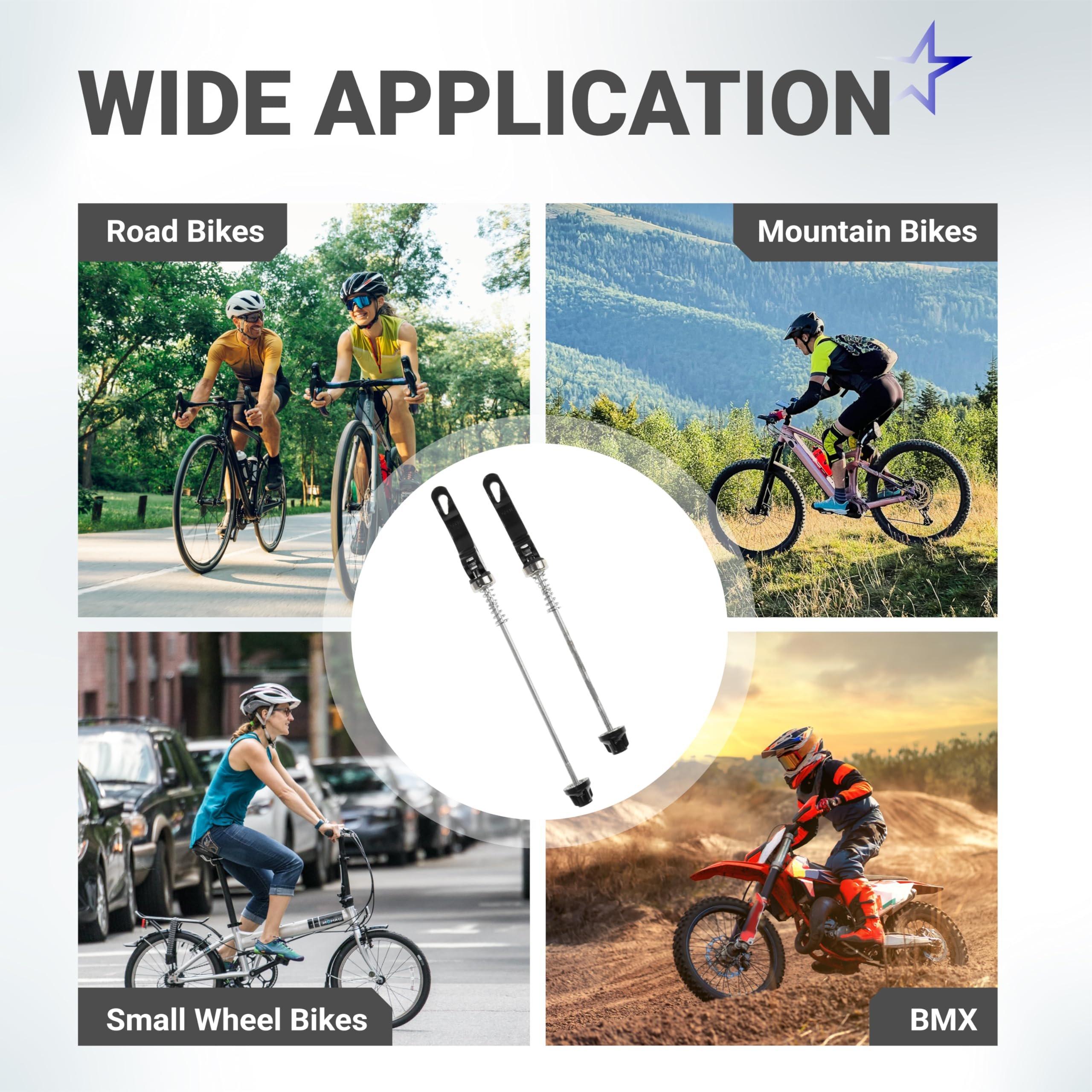 [Lifetime Warranty] Quick Release Skewer Front & Rear Wheel Axle for Mountain Bike, Road Bike, BMX Bicycle, MTB Wheel Hub, Aluminium Alloy Clip Bolt Lever Axle Set (1 Pair) image 5