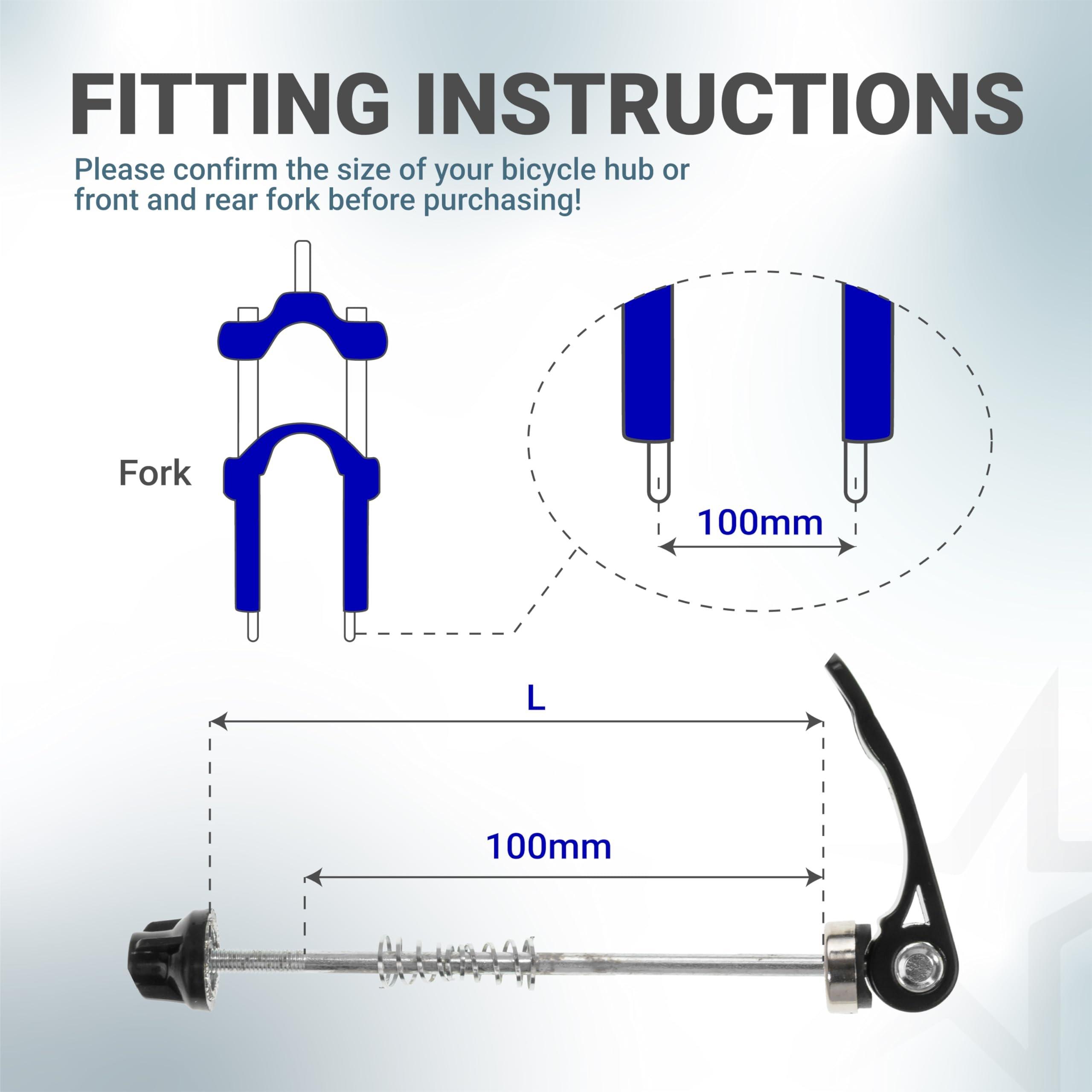 [Lifetime Warranty] Quick Release Skewer Front & Rear Wheel Axle for Mountain Bike, Road Bike, BMX Bicycle, MTB Wheel Hub, Aluminium Alloy Clip Bolt Lever Axle Set (1 Pair) image 2