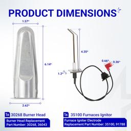 [Lifetime Warranty] 30268 36043 RV Burner Head and 35100 91788 Furnaces Ignitor Electrode Kit - Fit for Domestic Atwood Hydro Flame 79 85 AFS & AFM Series LPG Heaters Fireplaces Atwood RV Furnace thumbnail 1