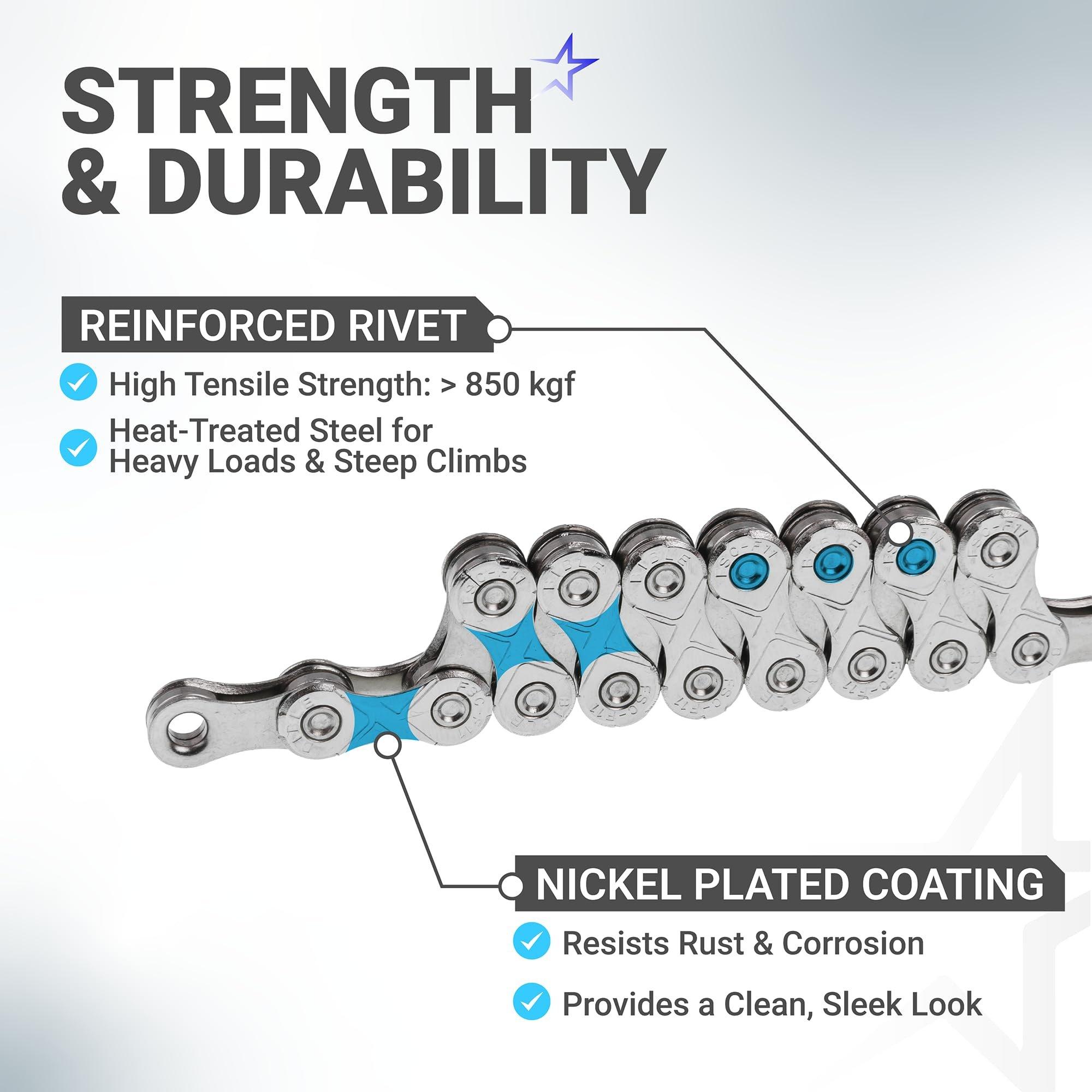 [Lifetime Warranty] 11 Speed Bike Chain 1/2 x 11/128 Inch (116 Links) with Quick Link - Anti-Rust Bicycle Chain - for MTB/Road/Gravel/Cyclocross Bikes - Compatible with Shimano SRAM Campagnolo image 3