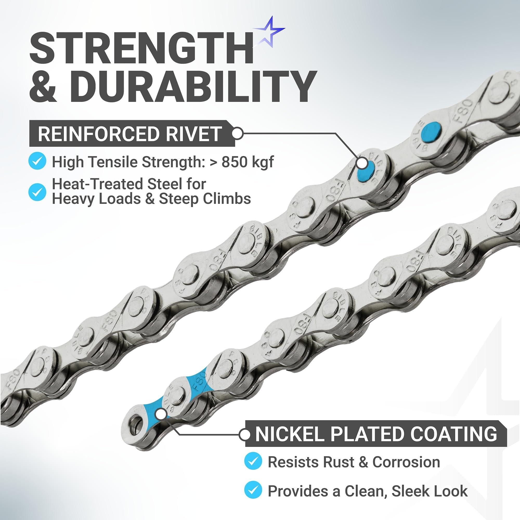 [Lifetime Warranty] 6/7/8 Speed Bike Chain 1/2 x 3/32 Inch (116 Links) with Pre-Install Connector - Anti-Rust Bicycle Chain - for MTB/Road/Gravel/Cyclocross Bikes - Compatible with Shimano SRAM Campagnolo image 3