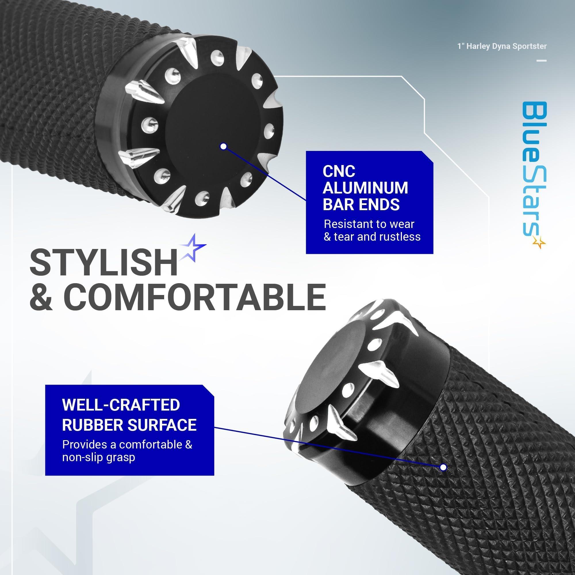 [Lifetime Warranty] 1-Inch Handlebar Hand Grips, Non-Slip and Durable - Compatible with Harley Dyna, Sportster 883 1200, Road Glide, Softail, Street Glide, Tour Glide image 4