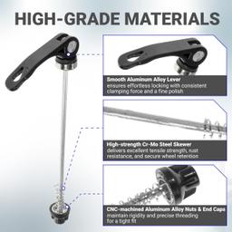 [Lifetime Warranty] Quick Release Skewer Front & Rear Wheel Axle for Mountain Bike, Road Bike, BMX Bicycle, MTB Wheel Hub, Aluminium Alloy Clip Bolt Lever Axle Set (1 Pair) thumbnail 4