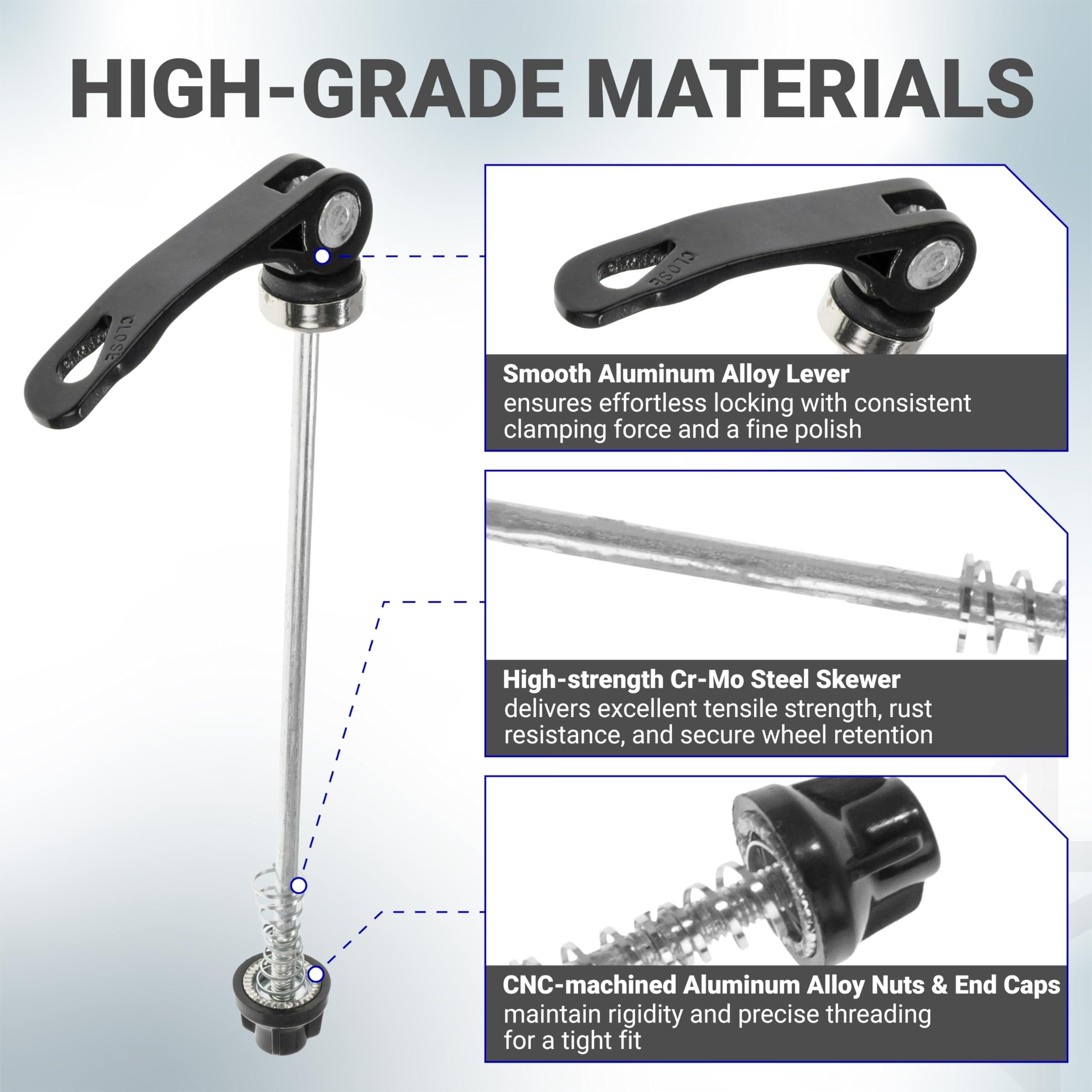 [Lifetime Warranty] Quick Release Skewer Front & Rear Wheel Axle for Mountain Bike, Road Bike, BMX Bicycle, MTB Wheel Hub, Aluminium Alloy Clip Bolt Lever Axle Set (1 Pair) image 4