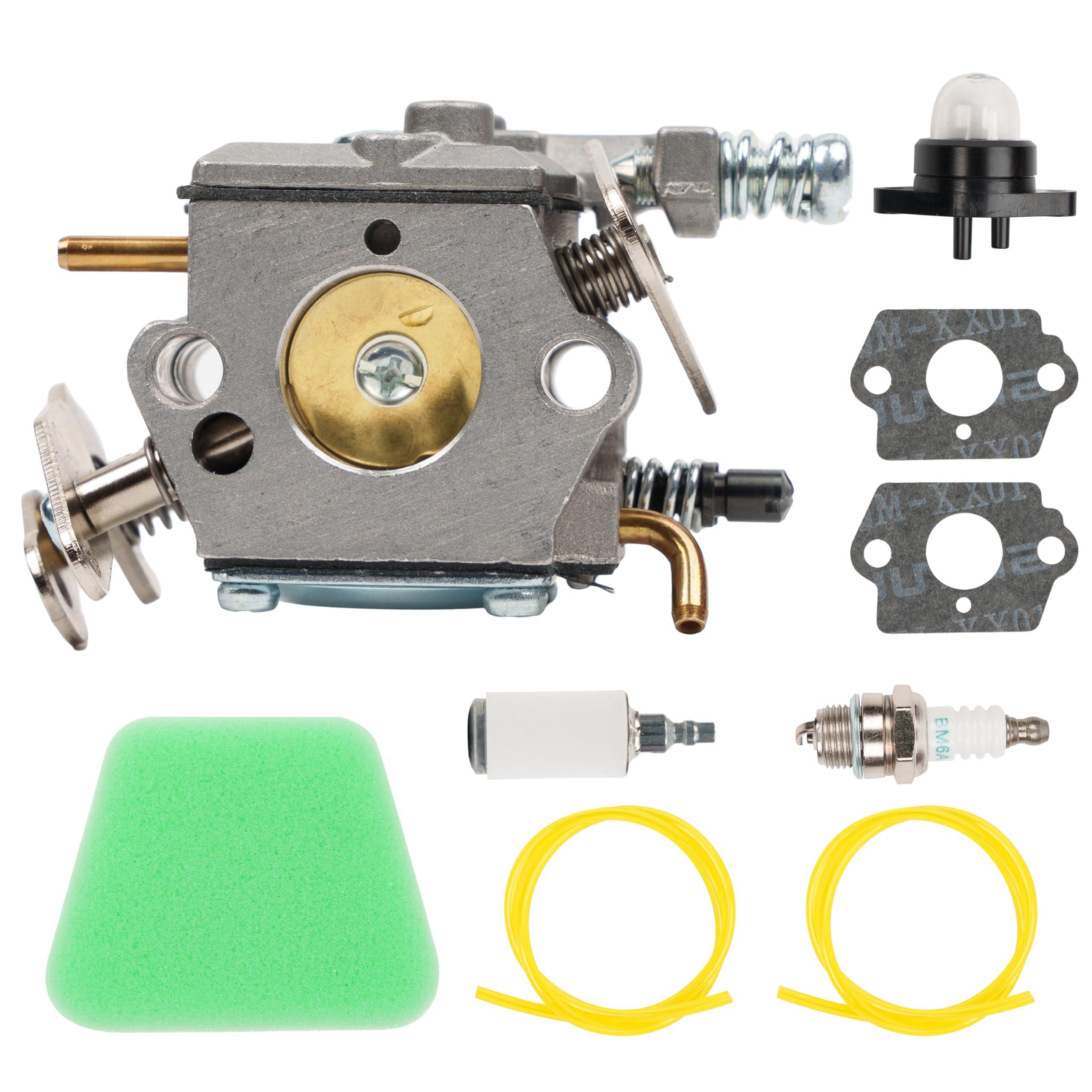 [Lifetime Warranty] 1950 2050 2150 Carburetor Kit - Compatible with Poulan 1900 2055 2175 2350 2450 2550 262 Wild Thing 545081885 530069703 C1Q-W8 C1Q-W14 WT-891 WT-324 Air Filter Fuel Line Spark Plug image 0