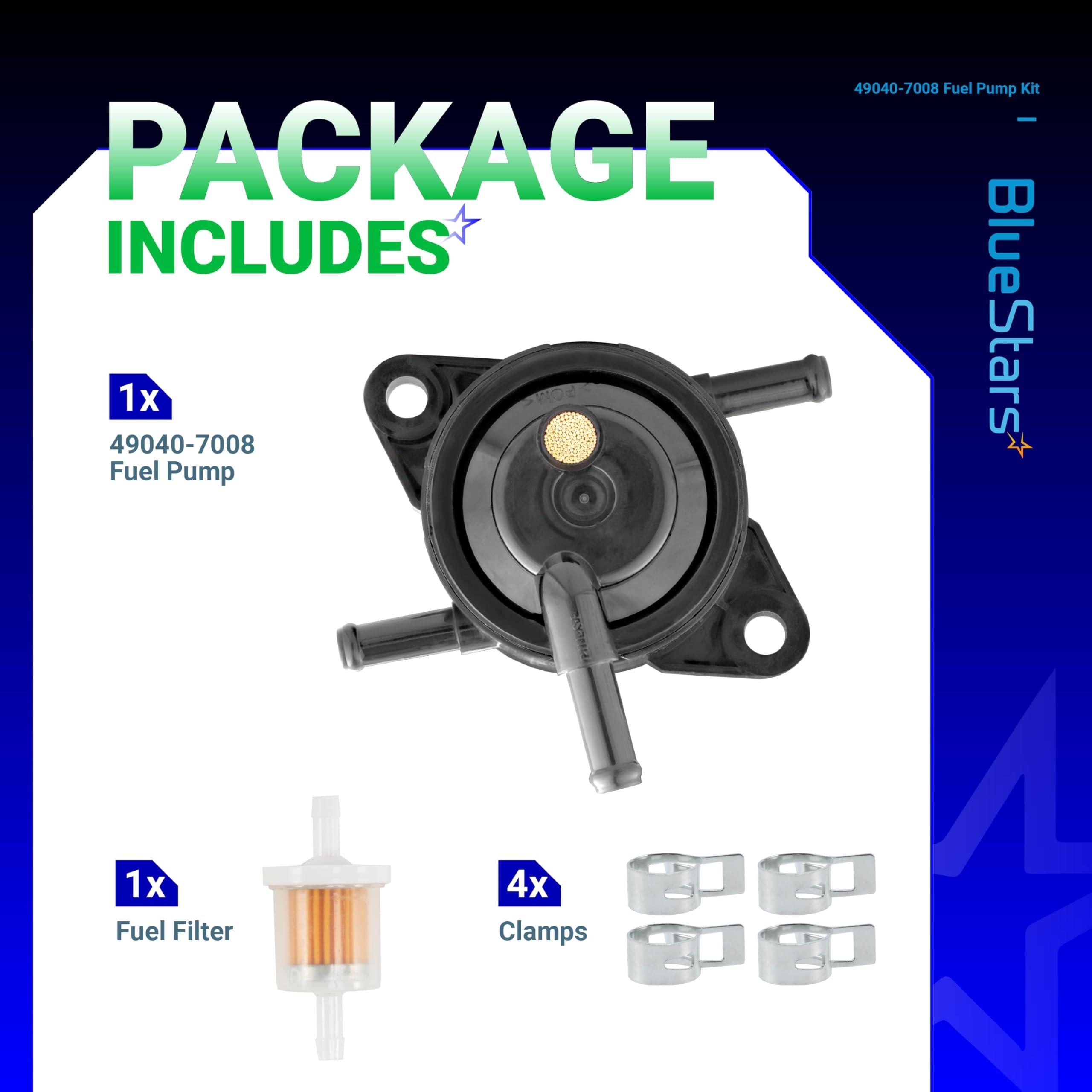 [Lifetime Warranty] 49040-7008 49040-0770 MIU12470 Fuel Pump - Compatible with Kawasaki FS FR FX Series Engines FS481V FS541V FS600V FS651V FS691V FS730V FR541V FR600V FR651V FR691V FR730V Fuel Filter Clamps image 2
