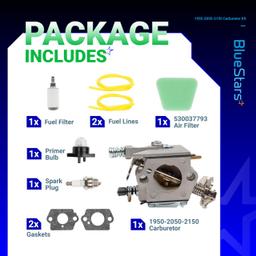 [Lifetime Warranty] 1950 2050 2150 Carburetor Kit - Compatible with Poulan 1900 2055 2175 2350 2450 2550 262 Wild Thing 545081885 530069703 C1Q-W8 C1Q-W14 WT-891 WT-324 Air Filter Fuel Line Spark Plug thumbnail 1