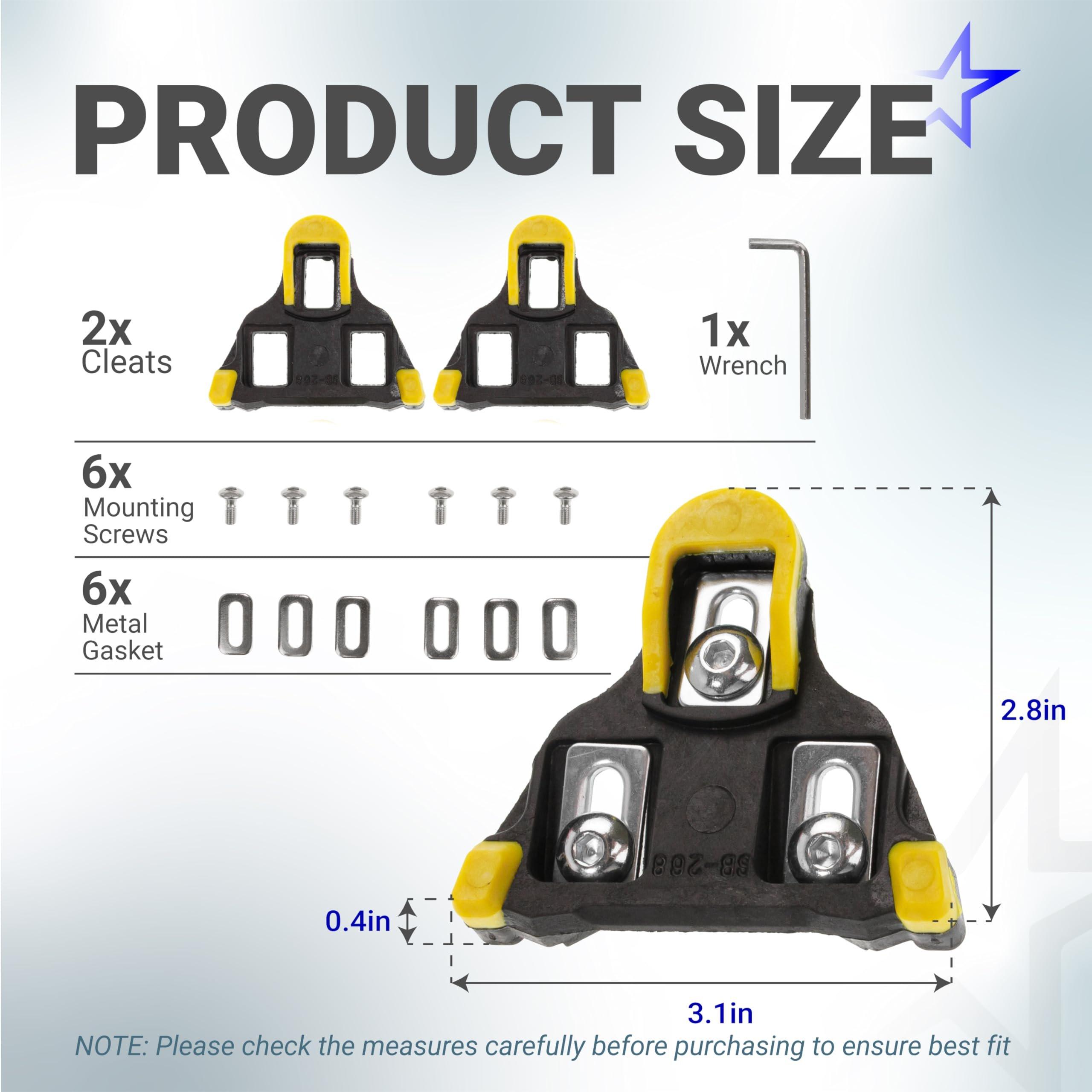 [Lifetime Warranty] Bike Cleats - Compatible with Shimano SPD-SL Pedals - 6-Degree Float Cleat for Cycling Shoes Suitable for Spinning Indoor Cycling Mountain Biking Outdoor Road Cycling - Pack of 2 image 1