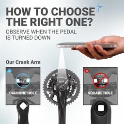 [Lifetime Warranty] Crank Left Arm with Diamond Hole, 170mm Aluminium Alloy Bicycle Crank Arm Left Replacement for Mountain Bike Road Bike (Black) thumbnail 2