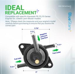 [Lifetime Warranty] 49040-7008 49040-0770 MIU12470 Fuel Pump - Compatible with Kawasaki FS FR FX Series Engines FS481V FS541V FS600V FS651V FS691V FS730V FR541V FR600V FR651V FR691V FR730V Fuel Filter Clamps thumbnail 3