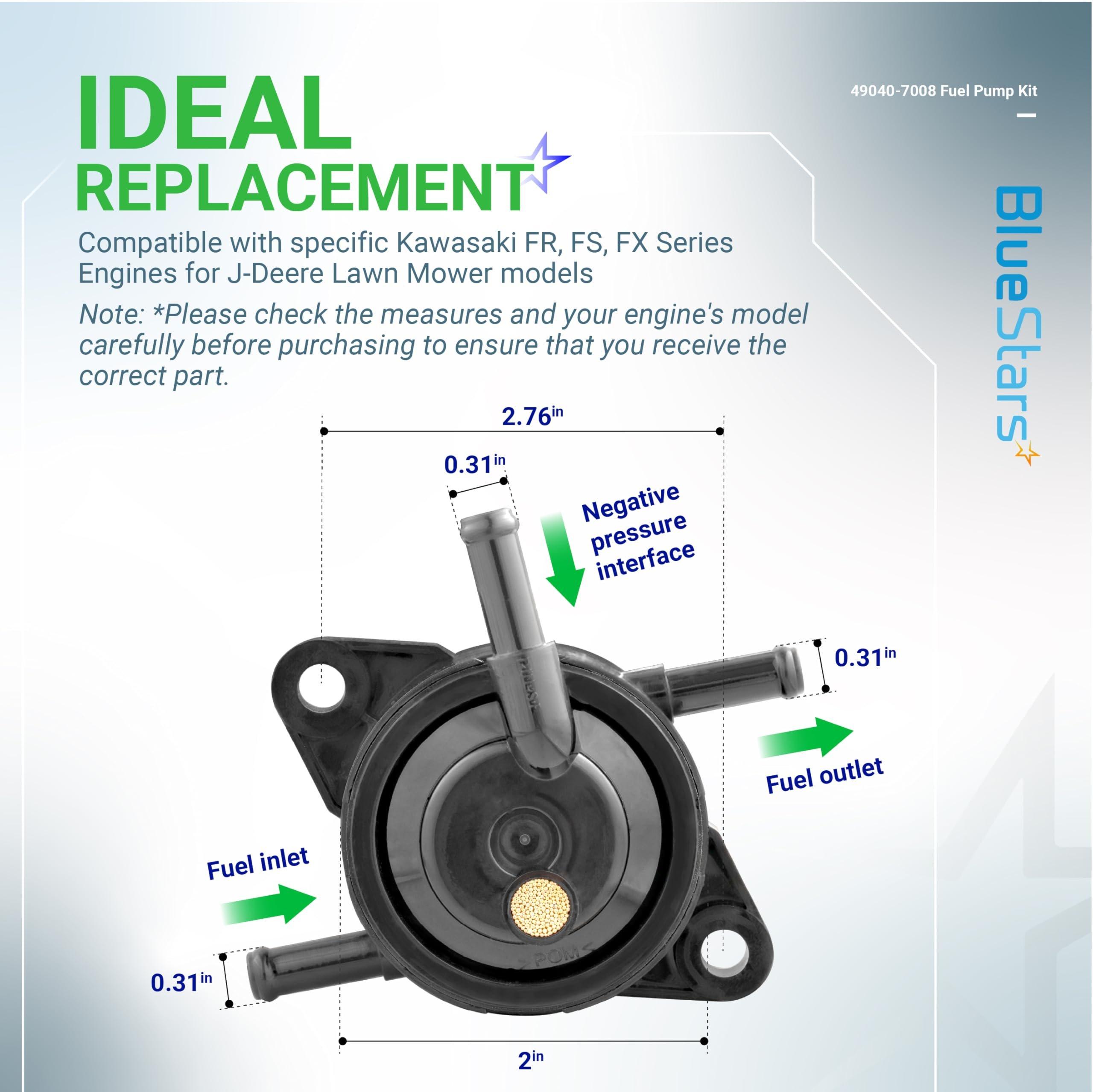 [Lifetime Warranty] 49040-7008 49040-0770 MIU12470 Fuel Pump - Compatible with Kawasaki FS FR FX Series Engines FS481V FS541V FS600V FS651V FS691V FS730V FR541V FR600V FR651V FR691V FR730V Fuel Filter Clamps image 3