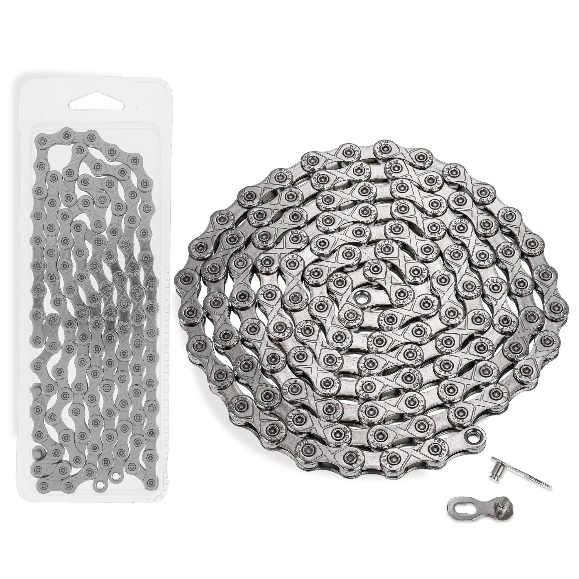[Lifetime Warranty] 10 Speed Bike Chain 1/2 x 11/128 Inch (116 Links) with Quick Link - Anti-Rust Bicycle Chain - for MTB/Road/Gravel/Cyclocross Bikes - Compatible with Shimano SRAM Campagnolo image 0