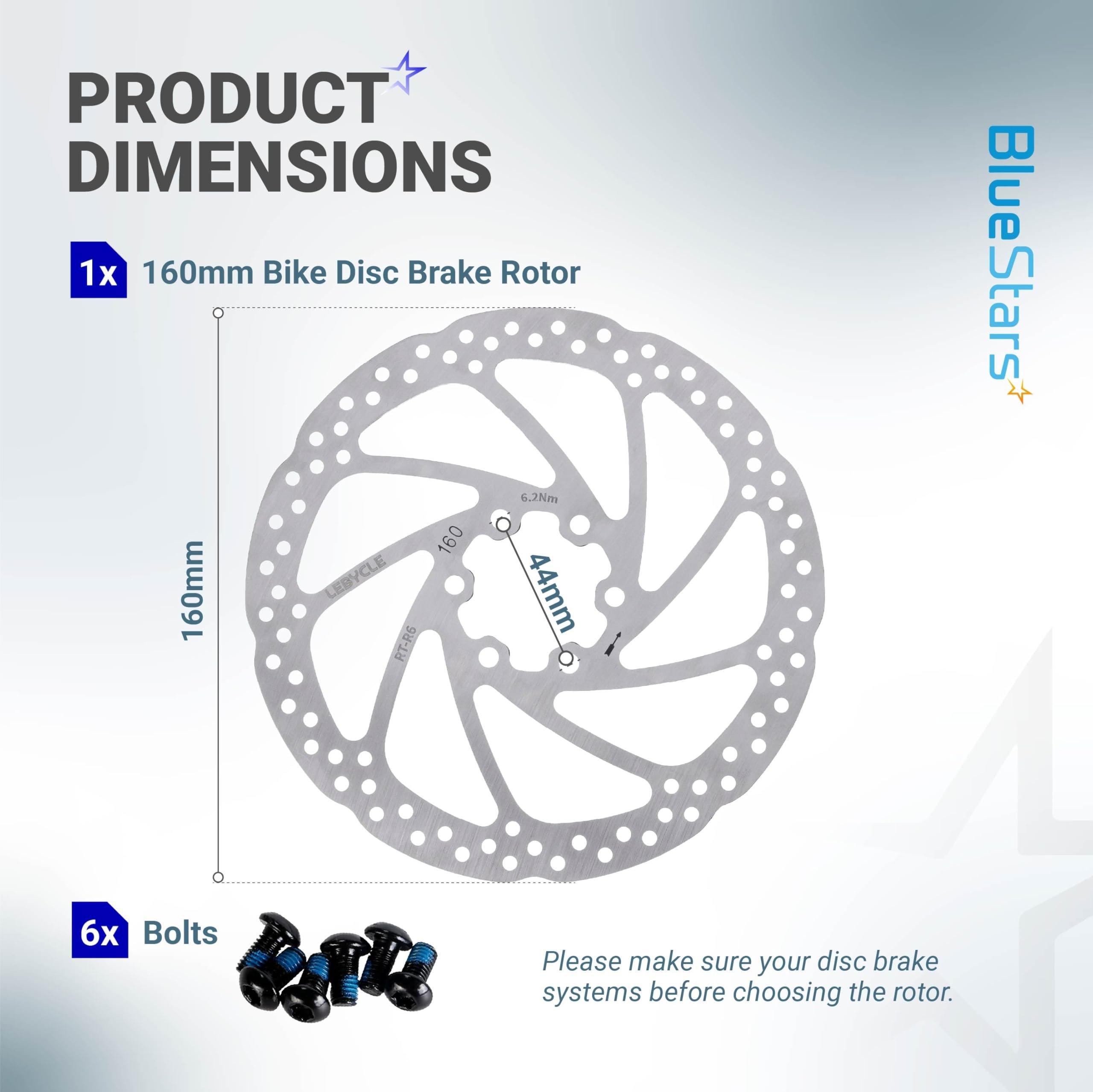 [Lifetime Warranty] 160mm Disc Brake Rotor Stainless Steel Bike Disc Brake Rotor with 6 Bolts - Fit for Road Bike Mountain Bike MTB BMX image 1