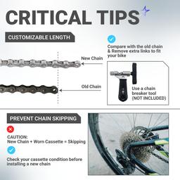 [Lifetime Warranty] 11 Speed Bike Chain 1/2 x 11/128 Inch (116 Links) with Quick Link - Anti-Rust Bicycle Chain - for MTB/Road/Gravel/Cyclocross Bikes - Compatible with Shimano SRAM Campagnolo thumbnail 5