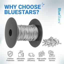 BlueStars 1/32" Wire Rope Kit - 200FT Wire Rope with 50pcs Aluminum Crimping Sleeves Stops - 7x7 Strand Core Heavy Braided Steel Cable for Deck Railing, String Lights, Garden Trellis and More thumbnail 8