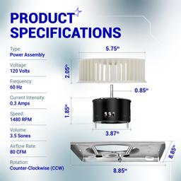 [Lifetime Warranty] 97017705 8663RP Fan Motor Assembly - Fits for Nutone 8664RP 671R 672R Fits for Boran 750 751 752 - S97017705 Bathroom Exhaust Fan Motor Replacement Parts - Replaces 86933000 JA2B104N thumbnail 1