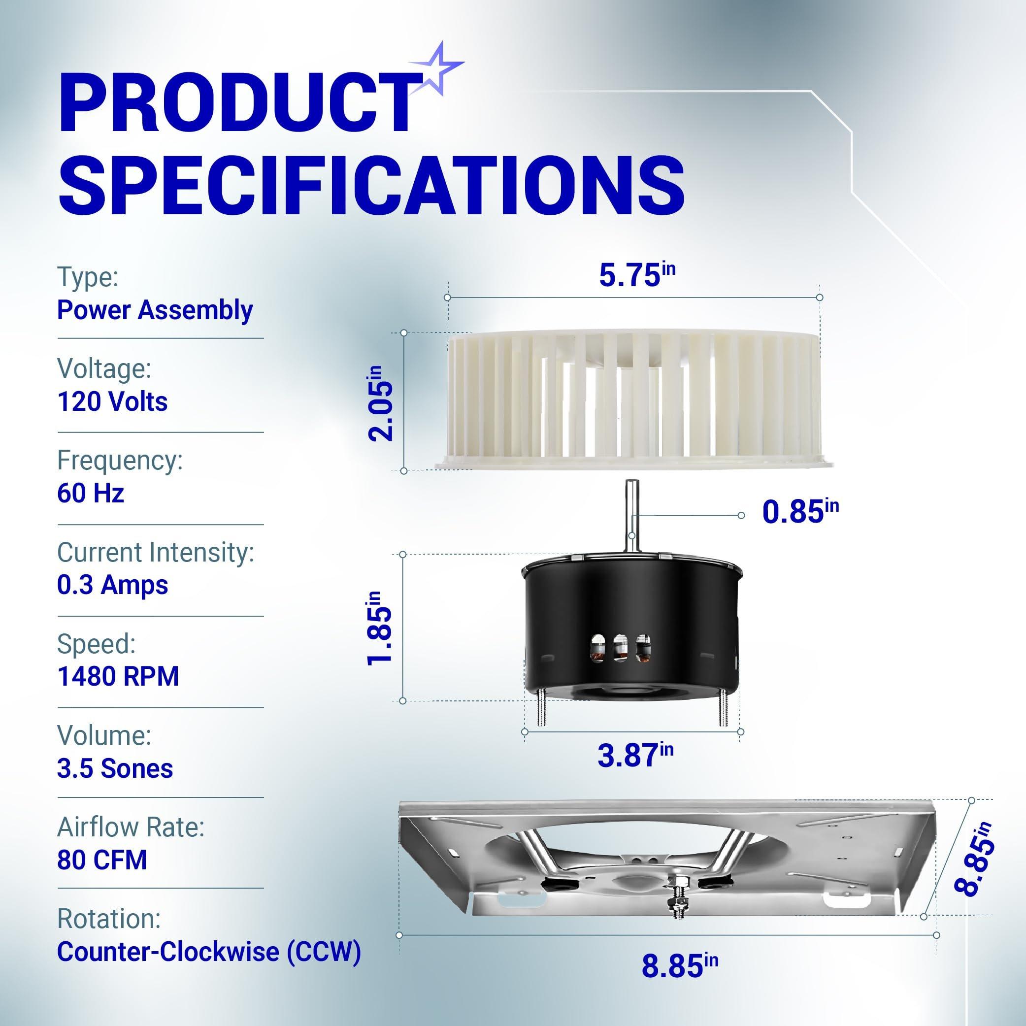 [Lifetime Warranty] 97017705 8663RP Fan Motor Assembly - Fits for Nutone 8664RP 671R 672R Fits for Boran 750 751 752 - S97017705 Bathroom Exhaust Fan Motor Replacement Parts - Replaces 86933000 JA2B104N image 1