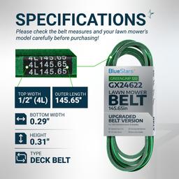 [Lifetime Warranty] [Upgraded Grip120] GX26422 Mower Deck Belt - Compatible with John Deere Z355E Z375R Z325E Z355R Z330M Z330R Z365R ZTrak Zero Turn Mowers | 1/2" x 145.65" thumbnail 1