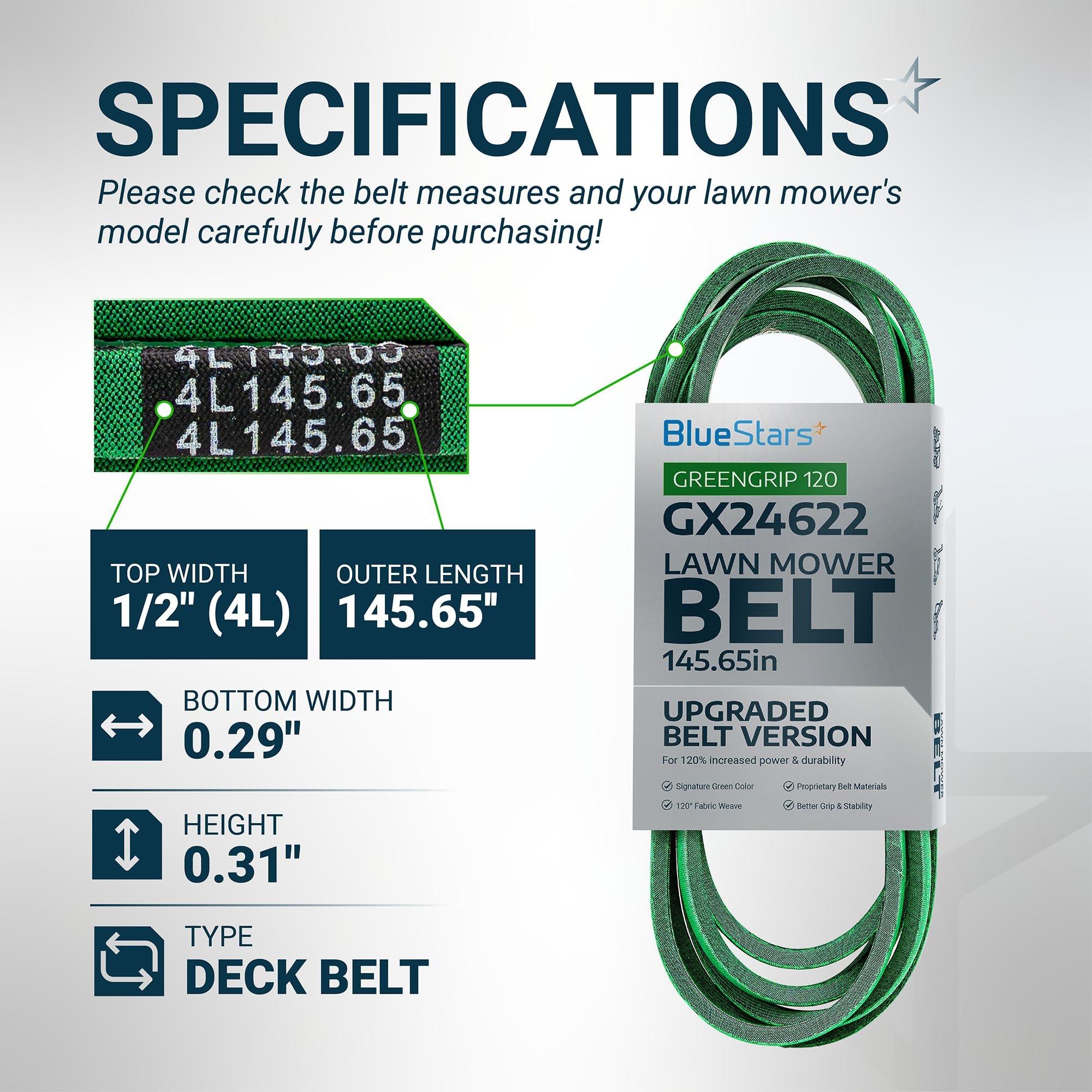 [Lifetime Warranty] [Upgraded Grip120] GX26422 Mower Deck Belt - Compatible with John Deere Z355E Z375R Z325E Z355R Z330M Z330R Z365R ZTrak Zero Turn Mowers | 1/2" x 145.65" image 1