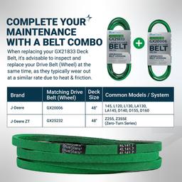 [Lifetime Warranty] [Upgraded Grip120] GX21833 Mower Deck Belt - Fits 48 Inch Deck J-Deere 145 D140 D150 D155 D160 L120 L130 LA130 LA140 LA145 LA155 LA165 Z200 Z255 Z300 Z355E GX20571 | 1/2" x 141.7" thumbnail 7