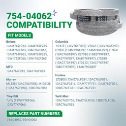 [Lifetime Warranty] 754-04062 954-04062 Deck Belt - for 38-inch MTD Troy Bilt Bolens 13AM762F765 13AM761F065 Yard Machines 13AC762F729 Murray M1338 Huskee 13A276LF031 Lawn Mower | 1/2" x 77.5" thumbnail 2