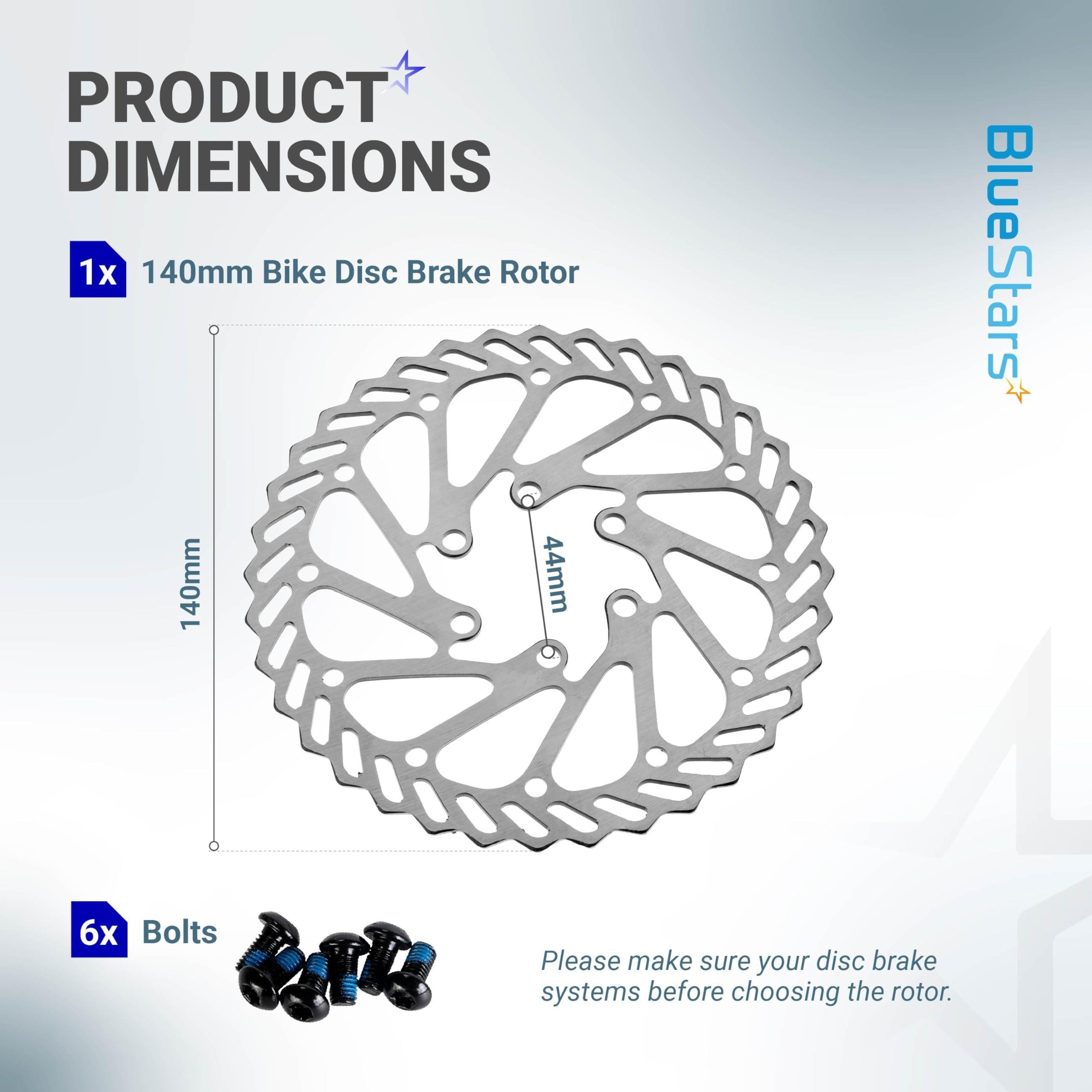 [Lifetime Warranty] 140mm Disc Brake Rotor Stainless Steel Bike Disc Brake Rotor with 6 Bolts - Fit for Road Bike Mountain Bike MTB BMX image 1