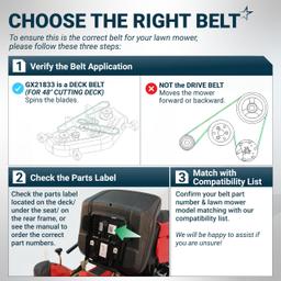 [Lifetime Warranty] [Upgraded Grip120] GX21833 Mower Deck Belt - Fits 48 Inch Deck J-Deere 145 D140 D150 D155 D160 L120 L130 LA130 LA140 LA145 LA155 LA165 Z200 Z255 Z300 Z355E GX20571 | 1/2" x 141.7" thumbnail 6
