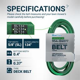 [Lifetime Warranty] [Upgraded Grip120] 954-04077A Deck Belt for 50 Inch Cub Cadet LT1050 XT1 LT50 Troy Bilt MTD Super Bronco XP50 Craftsman Lawn Mower - Replaces 954-04077 754-04077 | 5/8" x 134" thumbnail 1