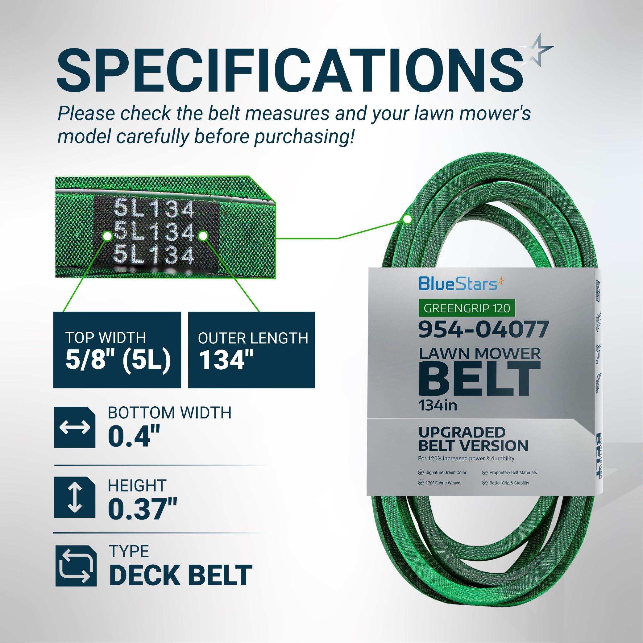 [Lifetime Warranty] [Upgraded Grip120] 954-04077A Deck Belt for 50 Inch Cub Cadet LT1050 XT1 LT50 Troy Bilt MTD Super Bronco XP50 Craftsman Lawn Mower - Replaces 954-04077 754-04077 | 5/8" x 134" image 1