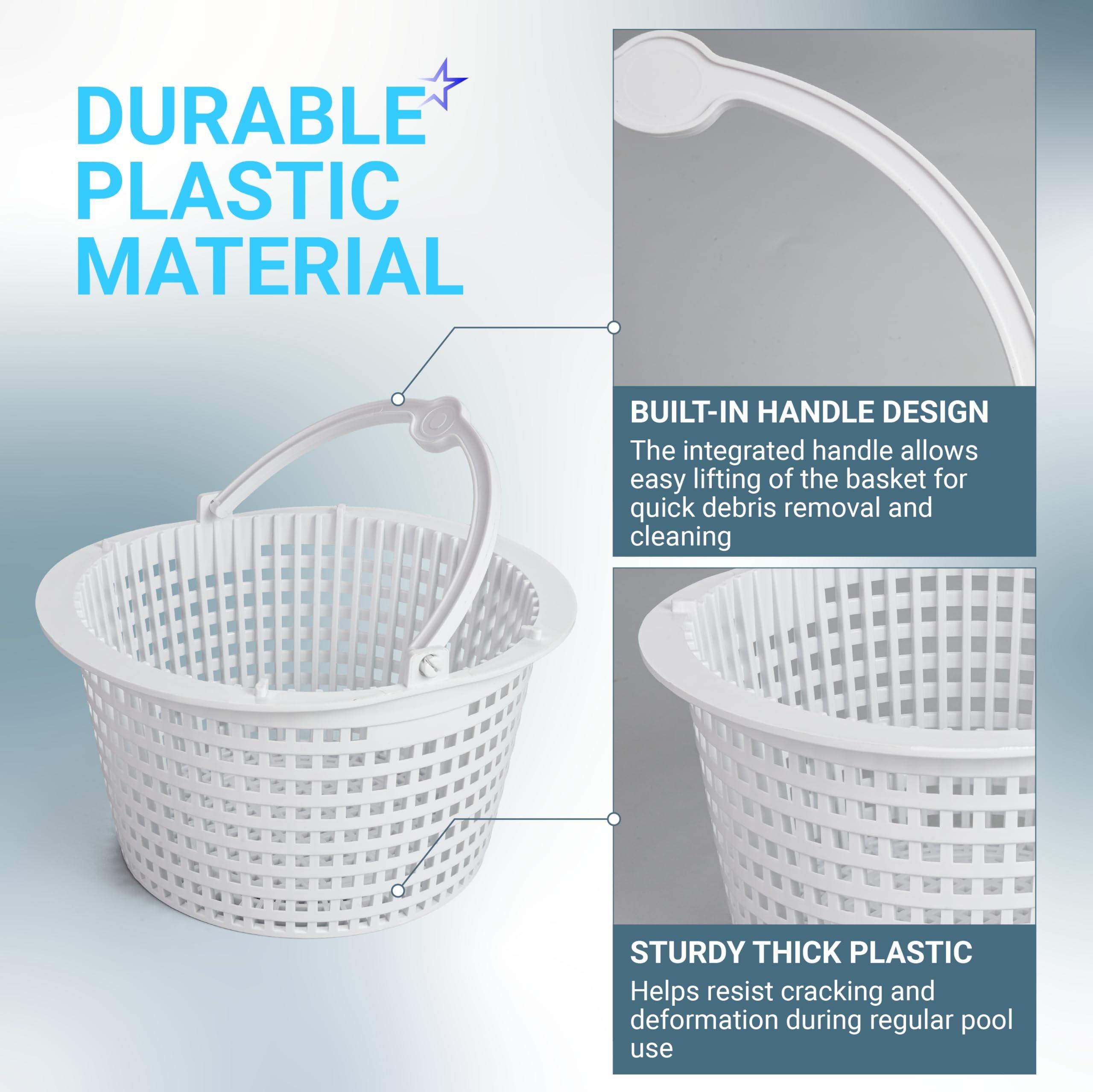 [Lifetime Warranty] SPX1091C Skimmer Basket with Handle for Hayward Automatic Skimmers SP1091WM SP1091LX, Dyna-Skim Pool Filter Strainer Basket Replacement, fits Pentair HydroSkim 513330 - Pack of 2 image 3