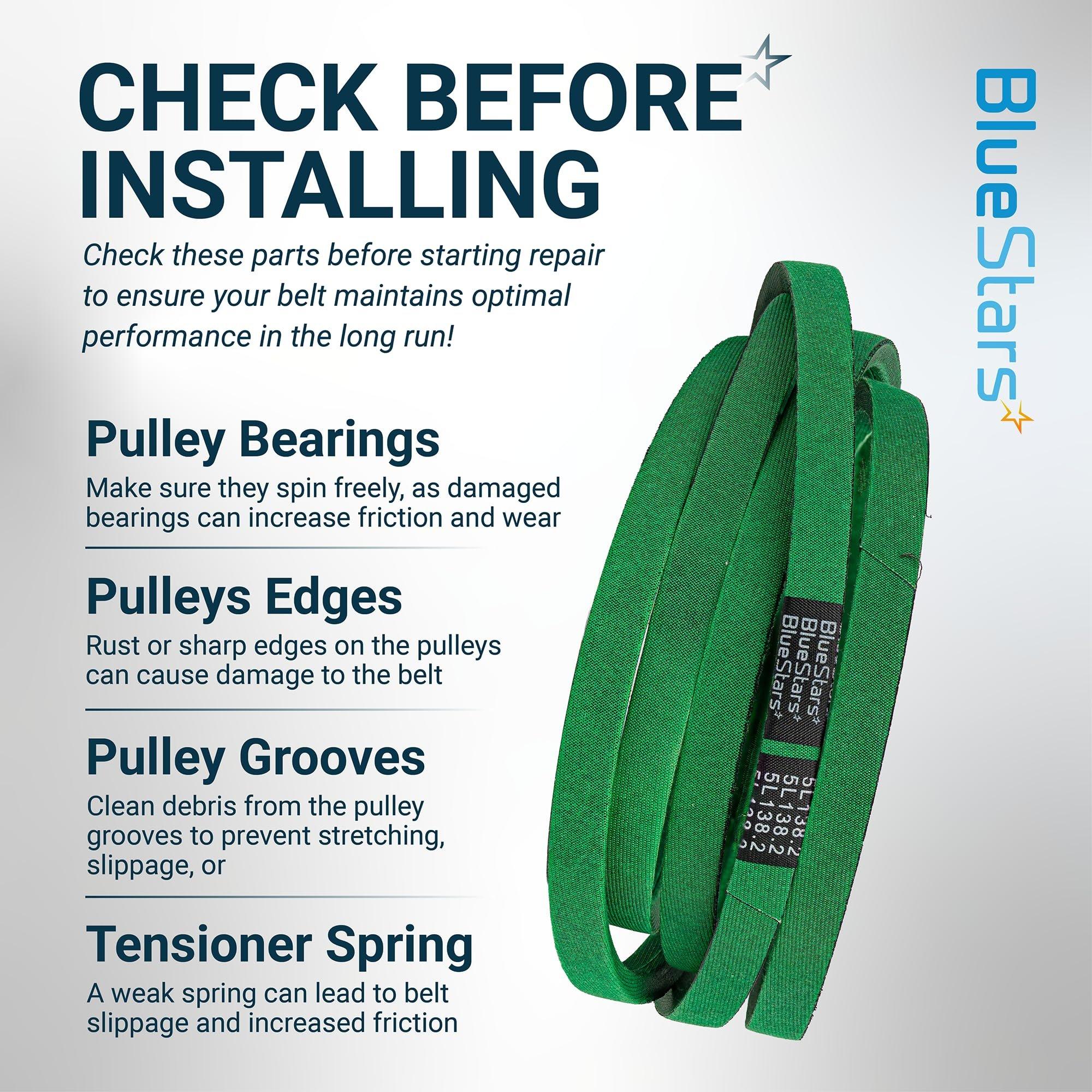 [Upgraded Grip120] BlueStars 532197242 197242 Deck Belt - for 48" Deck Husqvarna YTH24V48 YTH24K48 YTH2348 YTA24V48 Craftsman AYP Poulan Lawn Mowers | Aramid Cord | 138.2" image 8