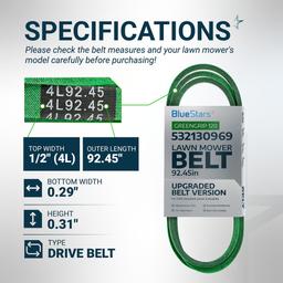 [Lifetime Warranty] [Upgraded Grip120] 532130969 130969 Drive Belt - for Husqvarna YTH24K48 YTH2348 LGT2654 YTH22V46 LGT2554 Craftsman Poulan 592855201 584444701 532 13 09-69 21546080 | 92.45" thumbnail 1