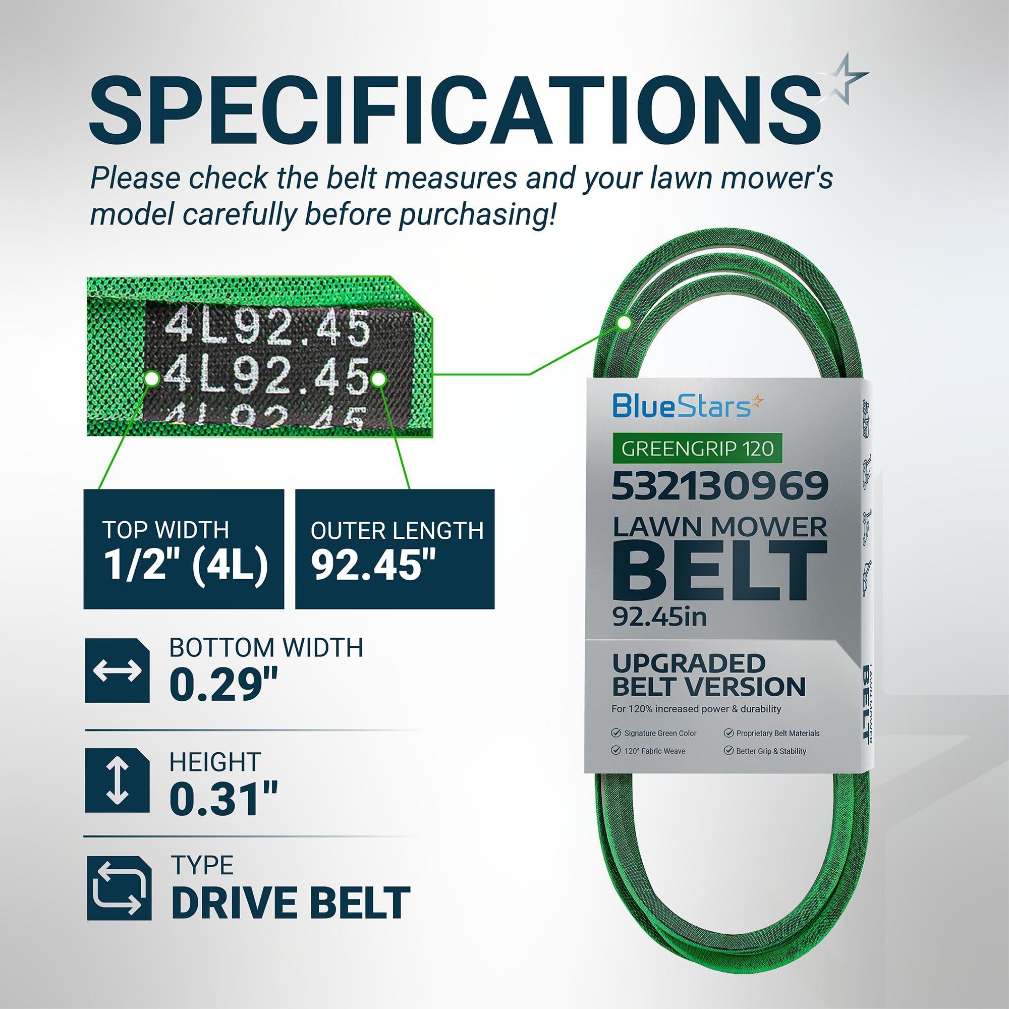 [Lifetime Warranty] [Upgraded Grip120] 532130969 130969 Drive Belt - for Husqvarna YTH24K48 YTH2348 LGT2654 YTH22V46 LGT2554 Craftsman Poulan 592855201 584444701 532 13 09-69 21546080 | 92.45" image 1