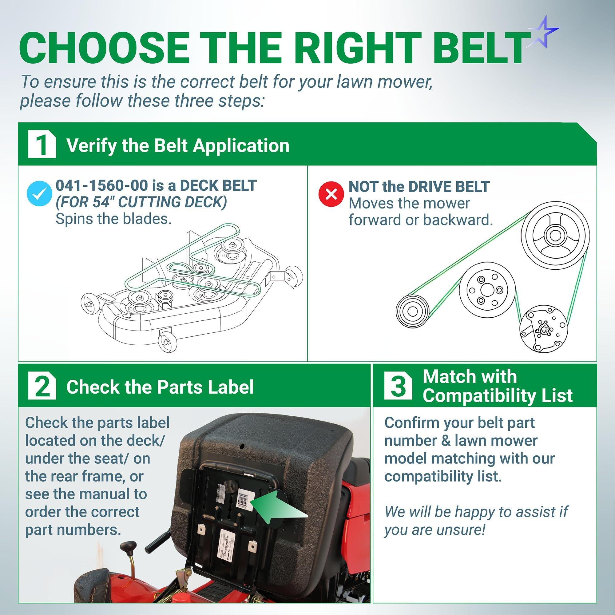 [Lifetime Warranty] 041-1560-00 Deck Belt - for 54-inch Deck Bad Boy MZ Magnum ZT Elite Maverick HD CZT Magnum Series 54" Zero Turn Mowers - Replaces 041156000 | 5/8" x 155.6" image 3