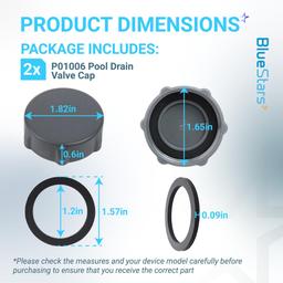 [Lifetime Warranty] P01006 Pool Drain Valve Cap Replacement for Coleman Above Ground Pools - Compatible with P01006 P01010 P6H1158ASS16 - Heavy Duty Leak-Proof Pool Drain Cap with Rubber Seal thumbnail 1