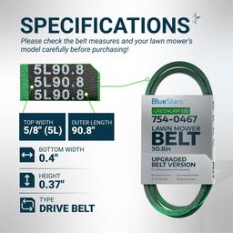 [Upgraded Grip120] BlueStars 954-0467A Lower Drive Belt - for MTD Cub Cadet LTX 1040 Troy Bilt Bronco Toro 112-0301 LX460 Craftsman Lawn Mowers - Replaces 954-0467 754-0467 Aramid Cord 5/8" x 90.8" thumbnail 1