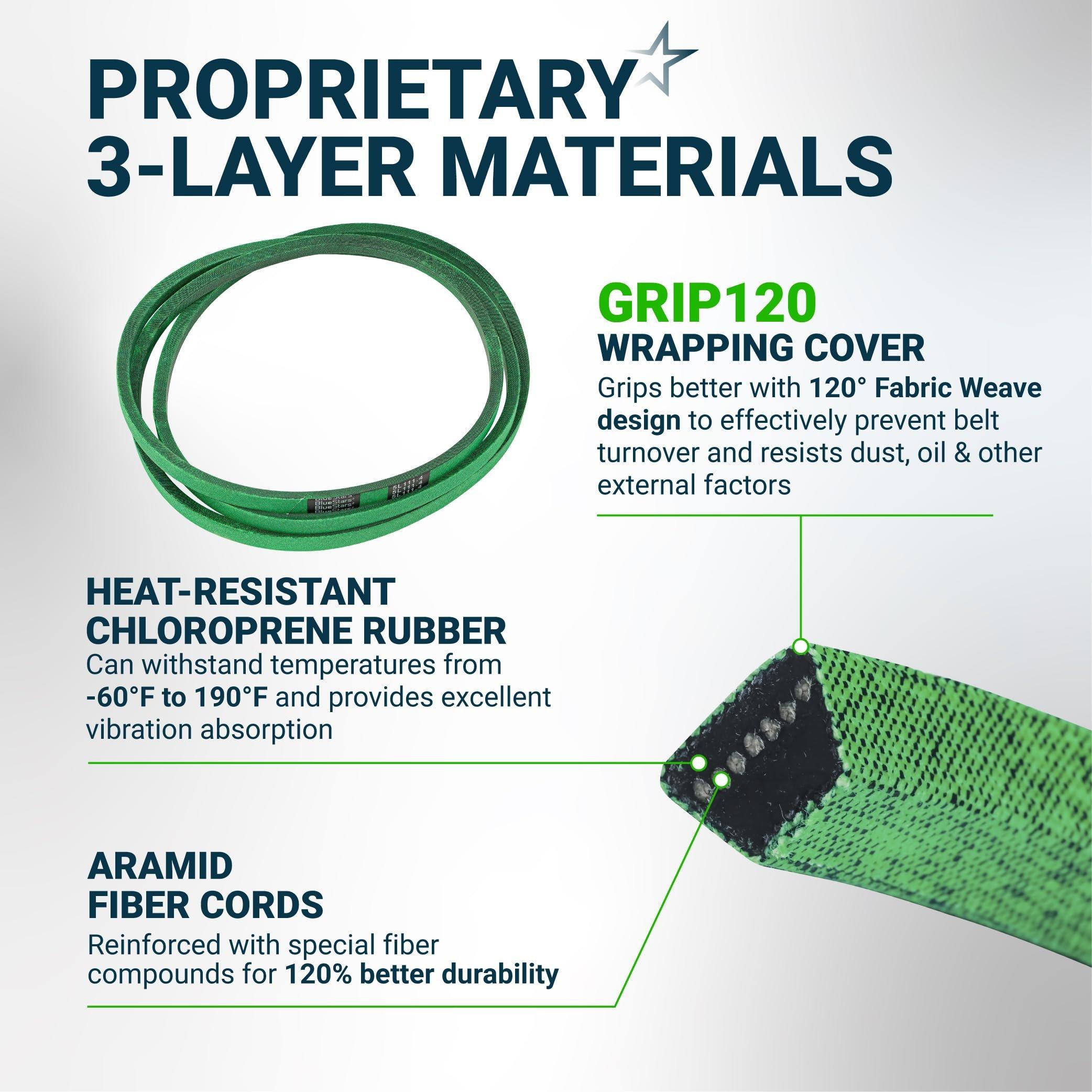 [Lifetime Warranty] [Upgraded Grip120] M154958 Secondary Deck Belt for 48 Inch Mower Deck J-Deere GT235 X300 X320 345 325 180 245 265 GX345 LX280 GT275 - Replaces 954-04055 754-04055 | 5/8" x 111.4" image 4