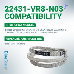 [Lifetime Warranty] 22431-VR8-N03 Drive Belt for Honda 21 Inch Walk-Behind Mowers HRN216 Series HRN216VKA HRN216VKAA HRN216VLA HRN216VLAA HRN216VYA Lawn Mower | 3/8" x 39.2" thumbnail 2