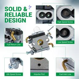 [Lifetime Warranty] 574386701 Carburetor - Compatible with Husqvarna 122LK 122LD 122LDX 122C WeedEater 2-Cycle 22cc Gas String Trimmer 581734301 with Adjustment Tool Air Fuel Filter thumbnail 5