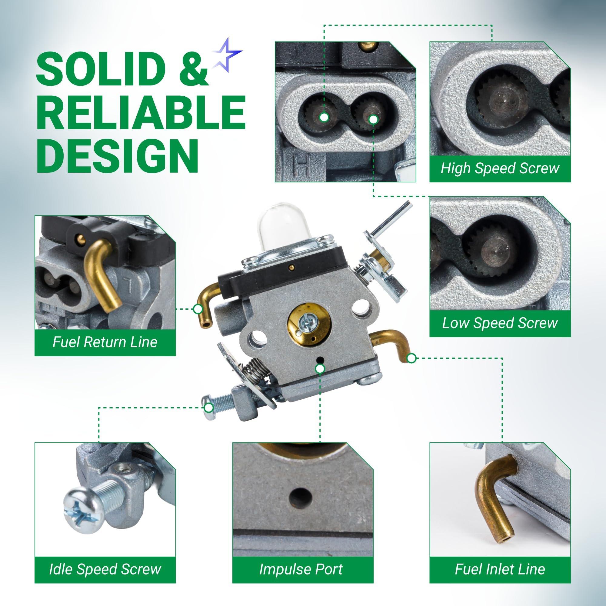 [Lifetime Warranty] 574386701 Carburetor - Compatible with Husqvarna 122LK 122LD 122LDX 122C WeedEater 2-Cycle 22cc Gas String Trimmer 581734301 with Adjustment Tool Air Fuel Filter image 5
