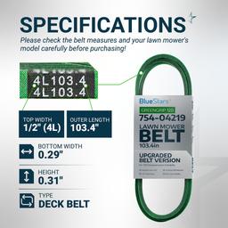 [Lifetime Warranty] [Upgraded Grip120] 754-04219 954-04219 Mower Deck Belt for 46 Inch Deck Cub Cadet LTX 1045 LTX 1046 Troy Bilt Horse XP Bronco Craftsman T1600 T140 | 1/2" x 103.4" thumbnail 1