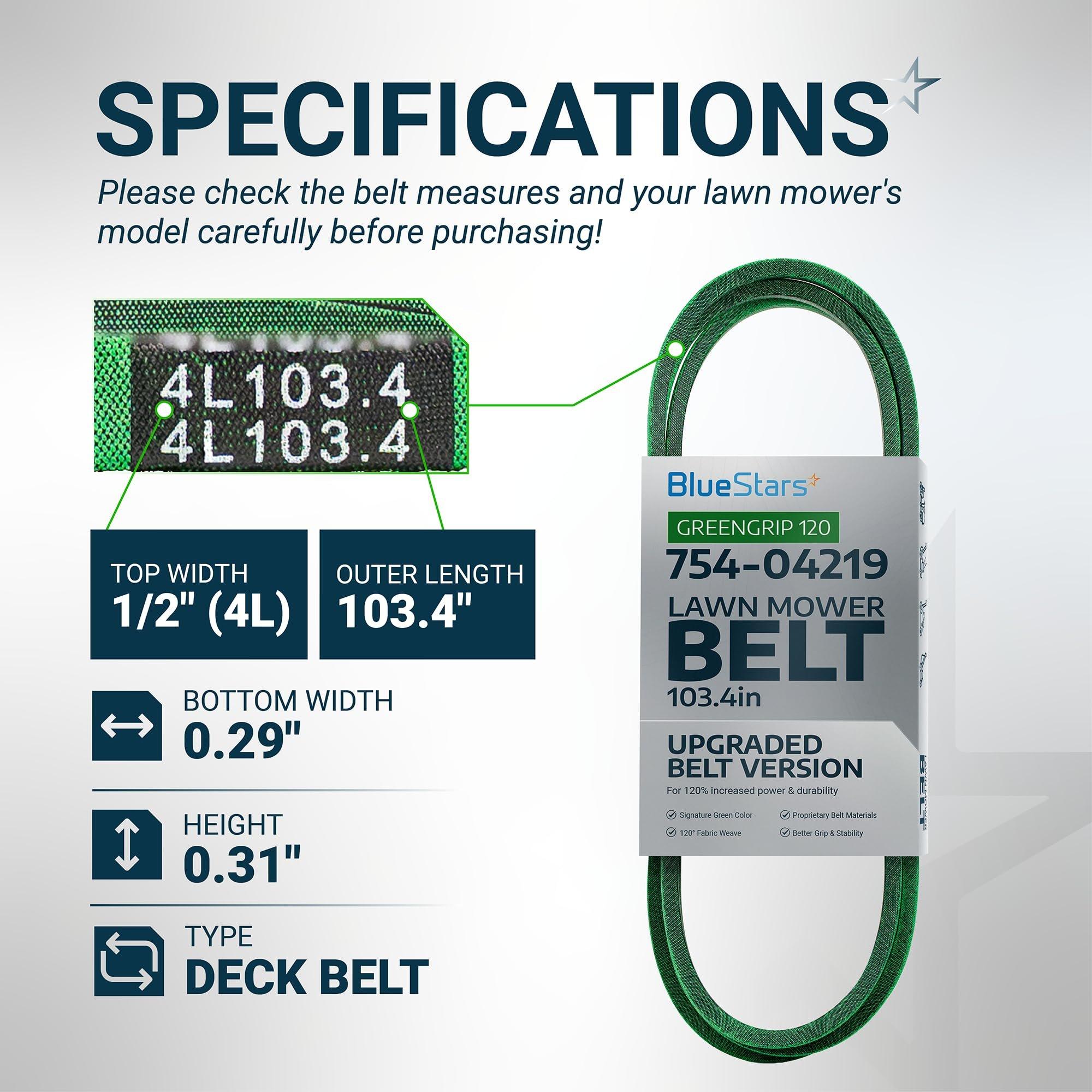 [Lifetime Warranty] [Upgraded Grip120] 754-04219 954-04219 Mower Deck Belt for 46 Inch Deck Cub Cadet LTX 1045 LTX 1046 Troy Bilt Horse XP Bronco Craftsman T1600 T140 | 1/2" x 103.4" image 1