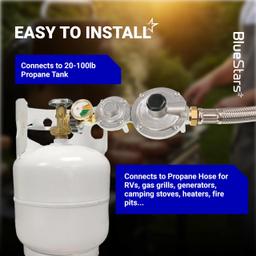 [Lifetime Warranty] [CSA Certified] 2 Stage Propane Regulator with Gauge & POL - Standard P.O.L Connection for 20–100lb Tank and 3/8in Female Flare for RV Camper Grill Heater Generator - Propane Tank Regulator thumbnail 8