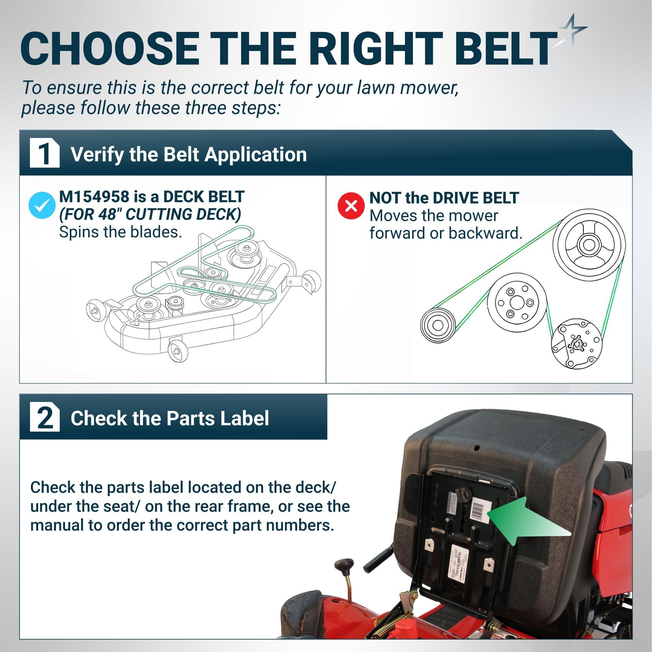 [Lifetime Warranty] [Upgraded Grip120] M154958 Secondary Deck Belt for 48 Inch Mower Deck J-Deere GT235 X300 X320 345 325 180 245 265 GX345 LX280 GT275 - Replaces 954-04055 754-04055 | 5/8" x 111.4" image 6