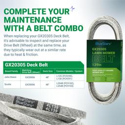 [Lifetime Warranty] GX20305 Mower Deck Belt Replacement - for 48-inch Deck John Deere L130 L120 GY20571 Scotts L2548 L2048 - Replaces GX20305 GY20571 | 1/2" x 139" thumbnail 5