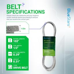 [Lifetime Warranty] M110978 Mower Drive Belt - for John Deere LX176 LX188 LX178 LX172 LX173 LX186 - Replaces 22431-V09-A01 Honda | 102" x 0.5" thumbnail 2