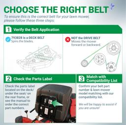 [Lifetime Warranty] 793828 793828X Deck Belt - for 42-inch Hustler Raptor 931741 933069 933937 934505US Mini FasTrak 927343 927376 Sport Mower | 1/2” x 116” thumbnail 3
